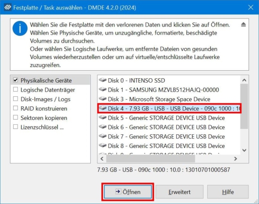 Daten vom USB-Stick wiederherstellen Freeware DMDE - Screenshot 4