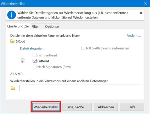 Daten vom USB-Stick wiederherstellen Freeware DMDE - Screenshot 7