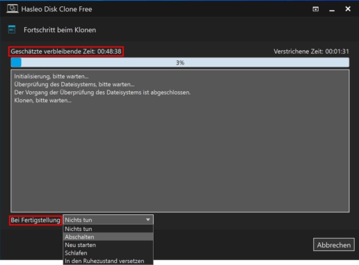 Festplatte Klonen Hasleo Disk Clone Screenshot 6