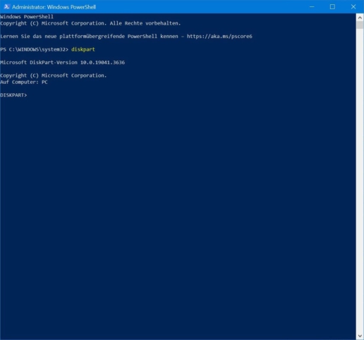 Festplatte partitionieren PowerShell Screenshot 2