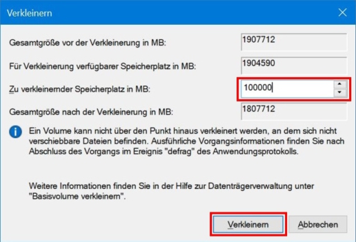 Festplatte partitionieren Windows Oberfläche Screenshot 4