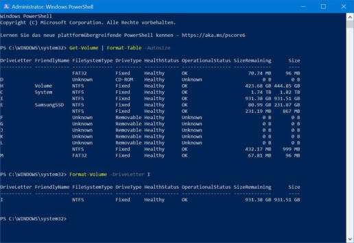 SSD formatieren Windows PowerShell - Screenshot 3