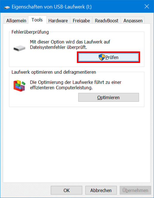 Dateisystemfehler überprüfen USB-Stick - Screenshot 4