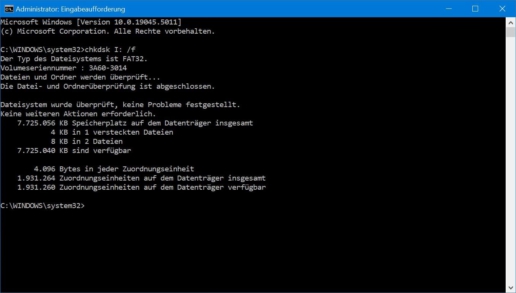 USB-Stick reparieren CHKDSK - Screenshot 2